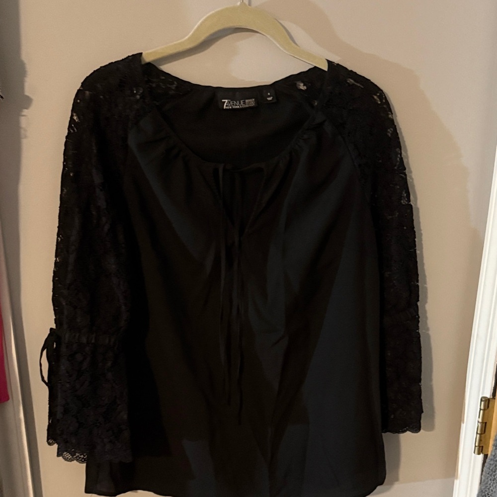 Elegant Black Lace Sleeve Blouse by Zara